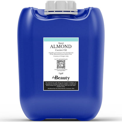 Bulk Sweet Almond Oil - Large 1 Gallon Jerrican, Cold Pressed 100% Pure - Moisturizer for Skin, Hair, Body, Carrier Oil for Massage Oils - by DIYBeauty