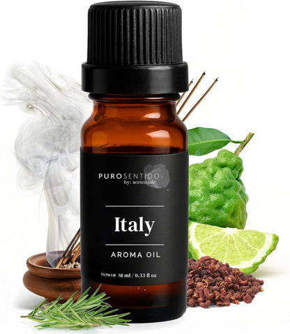 PuroSentido Italy Aroma Oil (10 ml) - Luxury Fragrance Oil for Diffusers and Humidifiers, Sicilian Lemon, White Rose & Musk Home, Hotel & Spa Scent