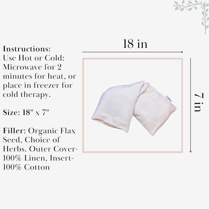 Microwave Heating Pad - 100% Linen Cover, Unscented, Size 18x7, Comforting Heat Pad for Cramps, Back,Neck,Shoulders, Leg Pain, Hot Microwavable Heat Pack, Color: Natural, Made in USA