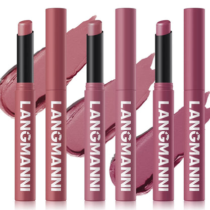 Jolilab 3Pcs Velvet Matte Lipstick Nude Matte Soft Dark Color Stick High Pigmented Long-Lasting Waterproof Lip Stick Lip Balm Beauty Cosmetics Gift for Girls and Women（07#+08#+09#