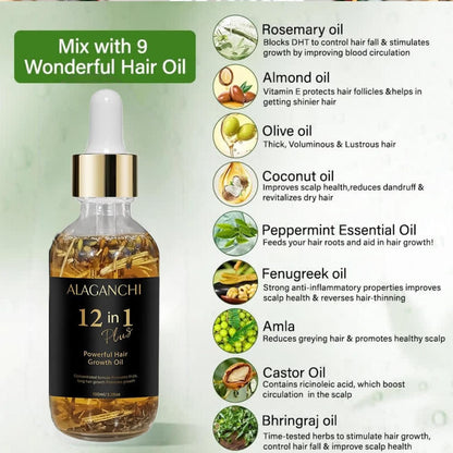 12-in-1 Hair Growth Oil – Rosemary, Amla & Castor Oil | Strengthens, Nourishes, Reduces Hair Fall | Natural Herbal Blend | Non-Greasy | Paraben & Sulfate-Free