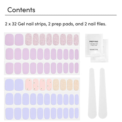 Dashing Diva Gloss Nail Strips Bundle - The Pastel Collection- Fairytale Moment & Down Down Daisy - UV Free, Chip Resistant, Long Lasting Gel Stickers - Contains 2 Sets