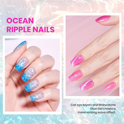 Beetles Jelly Gel Nail Polish Kit,20 Colors Neon Cat Eye Glitter Soak Off UV LED Gel Nail Kit Pink Orange Blue with Base Matte Top Coat for DIY Nail Art Sunbeam Jelly Gift for Women