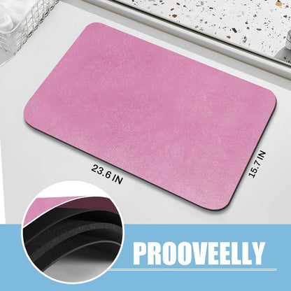 Diatomaceous Earth Bath mat Bathroom Rugs Super Absorbent Quick Dry Non Slip Bath Mat Thin Bathroom Floor Mats Fit Under Door-Shower Rug for in Front of Bathtub Shower, Pink, 19.6"x31.5"