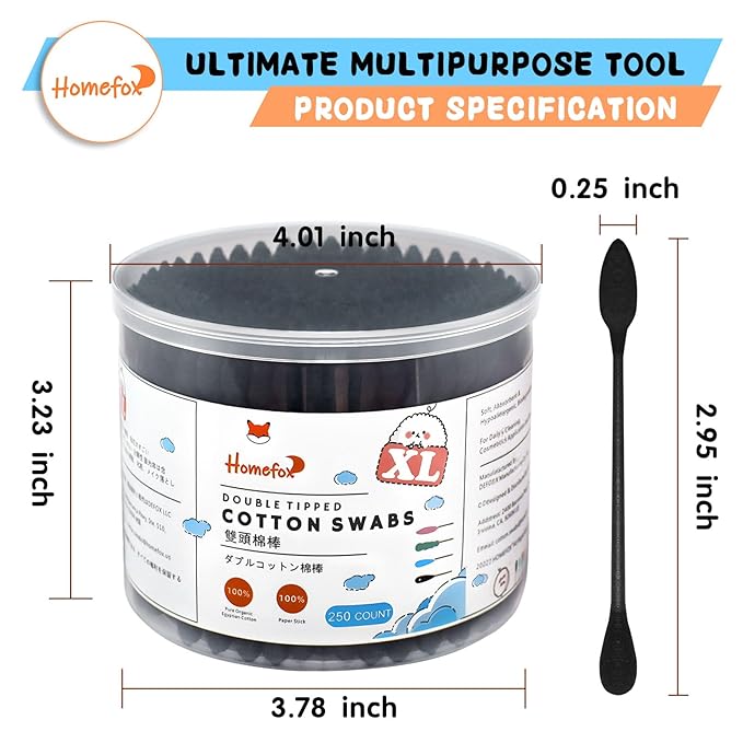 Xl black thick cotton swabs