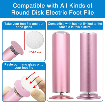 2 Pcs Nano Glass Grinding Replaceable Disc for Dermave Electric Foot Callus Remover with 60 Pieces Replaceable Round Double-Sided Adhesive Pads
