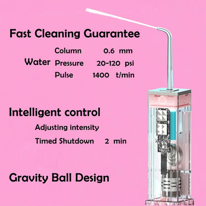 Cordless Water Flosser & Toothbrush Combo. Portable Dental Oral Irrigator with 4 Nozzles, 2 Spray Brushes, Travel Case.1400 PPM, 4 Modes, IPX7 Waterproof.2 in 1 Cleaning Kit.Pink.