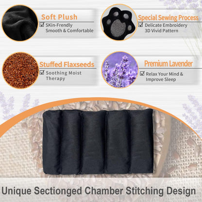 2PCS Microwave Heating Pads for Cramps Pain Relief, 17 * 9" Moist Microwavable Period Menstrual Heat Packs for Cramps, Back, Neck, Shoulder, Abdomen, Black Cat