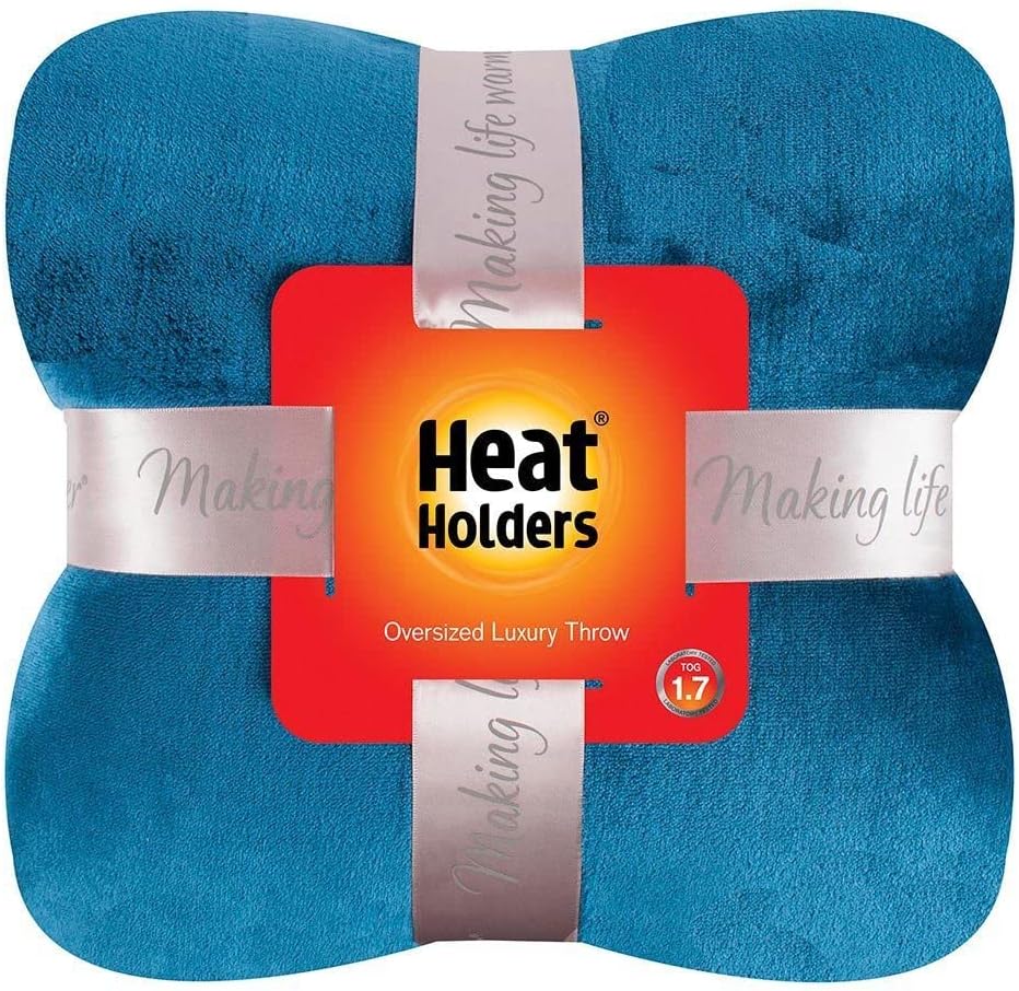 HEAT HOLDERS Fleece Throw Blanket for Couch - 300GSM Plush Super Soft Throw Blanket for Bed, Sofa, car & Travel - Extra Large Cozy Blankets, Warm Thick Fuzzy, All Season - 79" X 71" - Teal