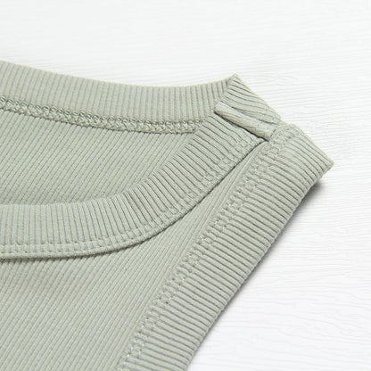 GEMBERA Womens Sleeveless Racerback High Neck Casual Basic Cotton Ribbed Fitted Tank Top