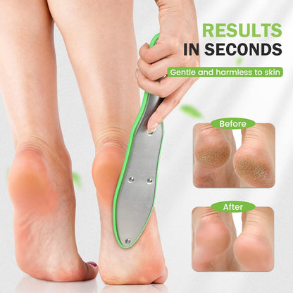 BEZOX Foot Scrubber for Dead Skin(1PCS) - Double Sided Feet File Callus Remover, Heavy Duty Stainless Steel Heel Scraper, Cracked Heel Repair - Green