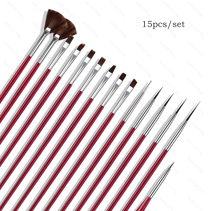 Auocattail 15 pcs nail brushes