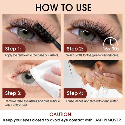 Deep Cleansing Cluster Lash Remover, Eyelash Glue Remover for Individual False Lashes, 15s Fast Removal, Safe Ingredients, Cruelty-Free, 0.17 fl oz