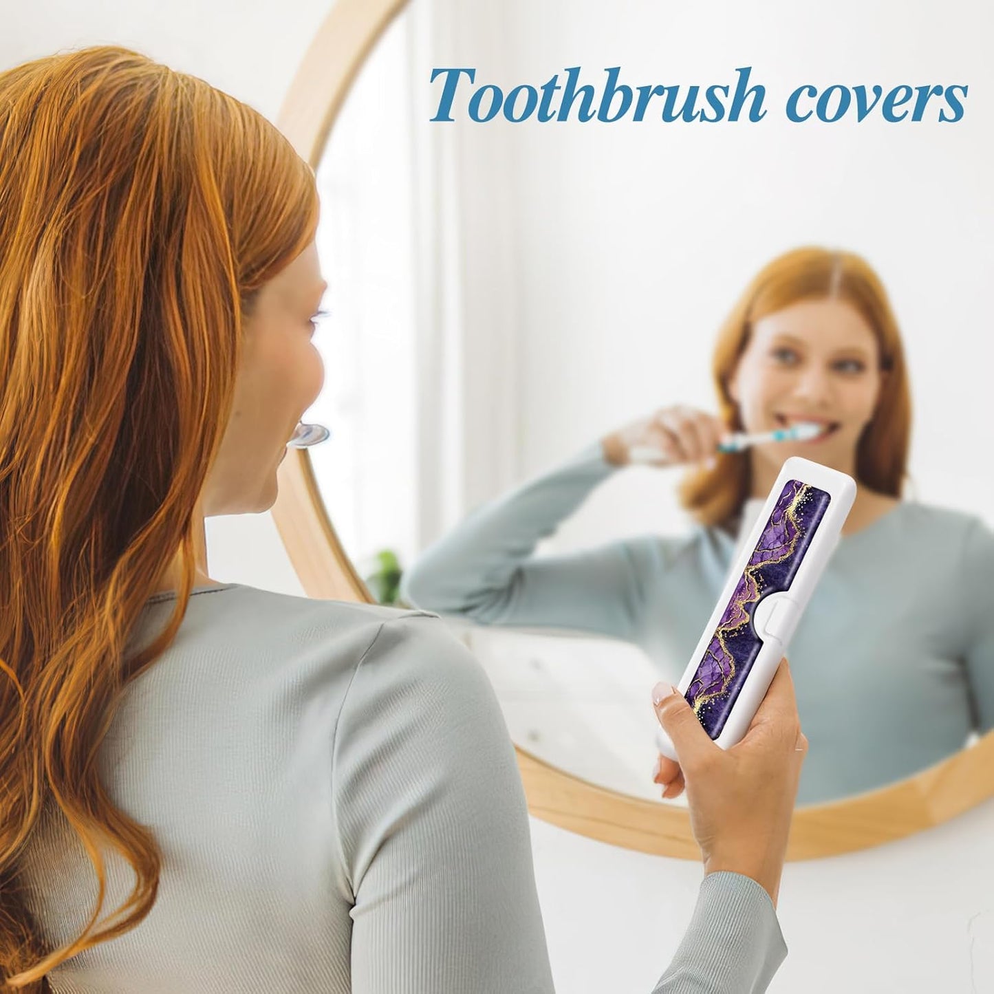 2 Pcs Toothbrush Travel Case - Colorful Pattern, Holder and Covers for Toothbrushes, Includes Tongue Scraper Case