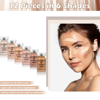 BB Facial Glow Serum Starter Kit Hyaluronic Acid Essence Foundation Skin Care Kit 0.27oz 6 Vials, Combined With Niacinamide and Peptides To Brighten Skin Tone Anti-Aging Foundation 6-Color(Multicolo)