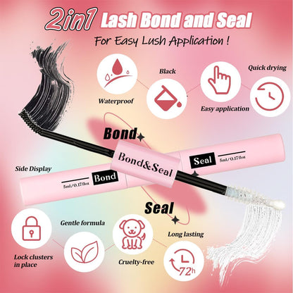 DIY Lash Extension Kit 630Pcs 10-18mm D Curl Lashes Clusters with Lash Bond and Seal Glue Remover Lash Shampoo Cleansing Brush Headband Wristband Tweezers Eyelash Brush Applicator