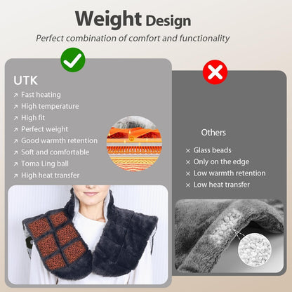 UTK Weighted Heating Pad for Neck and Shoulders and Back, 30s Fast Heat,6X Deeper Pain Relief, Faux Rabbit Fur Fabric, 8 Heat Settings Max 159℉, 4H Auto Off, Memory Function, 24"x 20", Gifts for Women