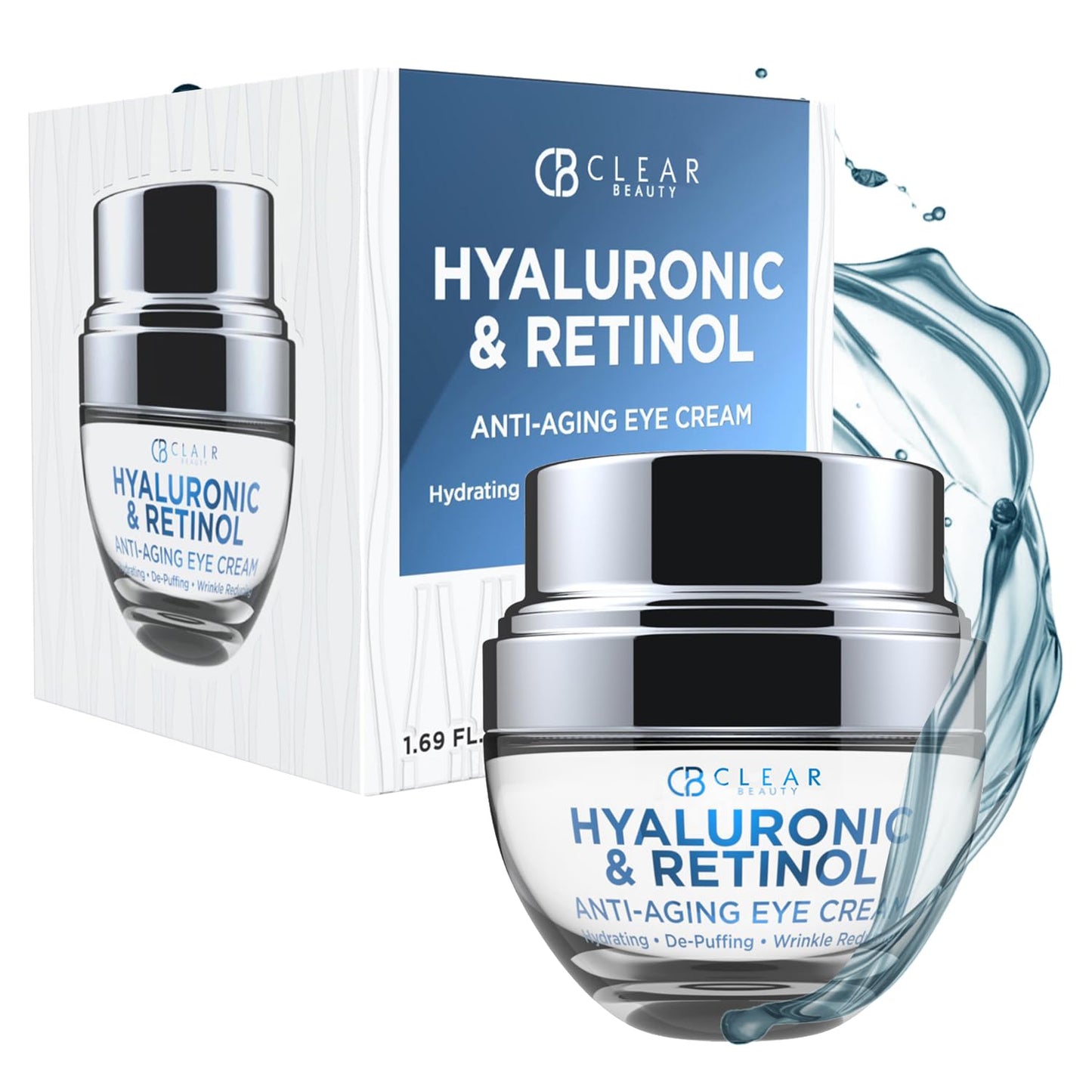 Hyaluronic Acid & Retinol Eye Cream - For Dark Circles and Puffiness, Moisturizing & Anti-Aging Under Eye Cream - Cruelty Free Korean Skin Care For All Skin Types - 1.01 OZ