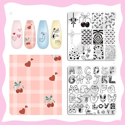 Biutee Nail Stamping Plate 15PCS Nail Stamper Kit Nail Art Stamping Plates Set with Nail Stamper, Scraper & Storage Bag, Nail Stamping Kit Star Bowknot Love Butterfly Leaf Halloween Design Template