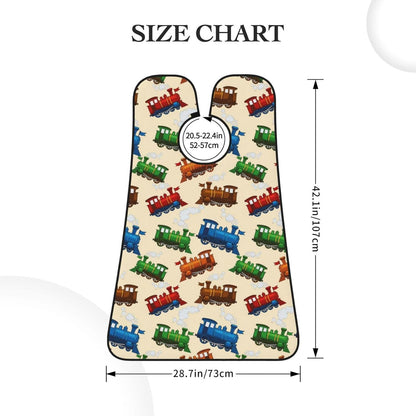 Beard Bib Apron for Men Shaving, Waterproof Non-Stick Hair Catcher with Suction Cups, Grooming Essential for Dad Husband, Cartoon Style Retro Steam Trains Shave Bib