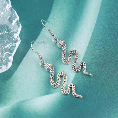 Punk Snake Drop Earrings Silver Snake Stud Earrings Gothic Animal Snake Earrings Long Serpent Hook Earrings Jewelry for Women