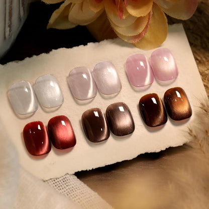 Born Pretty Cat Magnetic Eye Gel Nail Polish, 6 Colors Retro Magnetic Glitter Gel Polish Set Silver Pink Red Nail Polish Kit Soak Off LED Nail Art DIY Salon Gift