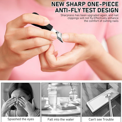 Eagle Beak Beveled Nail Clippers,Wide Jaw Opening Anti-Splash Slanted Nail Clipper,Slanted Jaw Ingrown Toenail Clippers for Thick Toenails (Black)