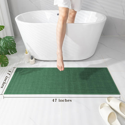 chakme Bathroom Rugs Mat 47x17, Ultra Thin Non Slip Bath Mats Runner Quick Dry Absorbent Bath Mat for Bathroom Floor, (Green, 47"x17")