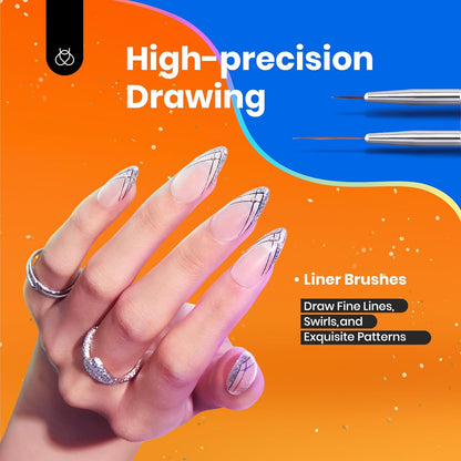 Beetles Gel Polish Nail Art Brushes, 6 Pcs Fingernail Art Design Pens, Wood Alloy Handle, Dotting Pen Clean Up Liner French Nail Brush Set, DIY Manicure Tools Gift for Women