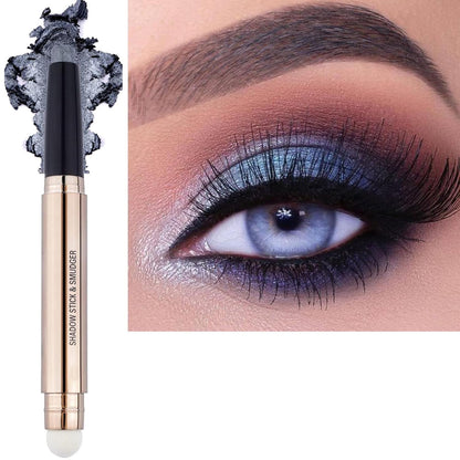Silver Gray Eyeshadow Stick Makeup, Highlighter Matte Cream Eye Shadow Pencil, Waterproof Hypoallergenic Long Lasting Crayon, Glitter Primer Palette Shimmer Eyeliner Pen wiht Soft Brush
