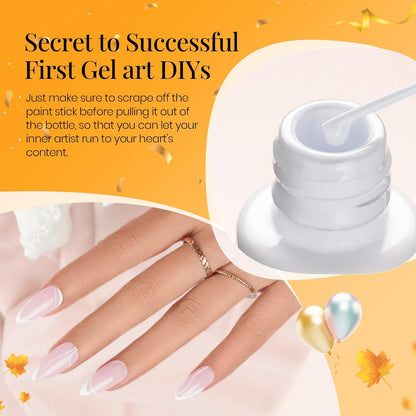 beetles Gel Polish Swirl Nail Art White Gel Liner Nail Polish 1 pcs 7ml Classic White Color Nails Art Paint for Thin French Tip Line Soak off Uv Lamp Manicure Salon