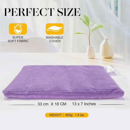 Microwavable Heating Pad with Washable Cover 13x7 Inch Flaxseed Microwave Hot Pack, Lavender Scent, Moist Warm Compress for Relaxation, Non-Electric & Portable