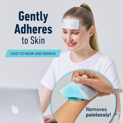 Cooling Patches for Fever, Natural Headache and Migraine Relief, (20 Pack) Soft Gel Sheets, Fever Patch for Kids, Tension/Sinus, Headache Relief Prevention