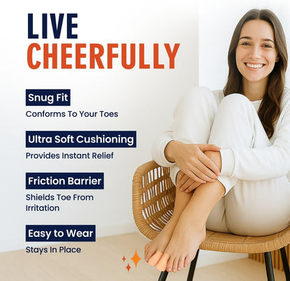 Dr. Frederick's Original Gel Toe Protectors for Men & Women - 12 ct - Toe Caps for Foot Pain Relief - Flexible Cushions for Ingrown Toenails, Corns, Calluses, Blisters, and Comfort -Beige - Large