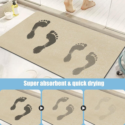 Diatomaceous Earth Bath mat Bathroom Rugs Super Absorbent Quick Dry Non Slip Bath Mat Thin Bathroom Floor Mats Fit Under Door-Shower Rug for in Front of Bathtub Shower, Coffee, 15.7"x35.4"