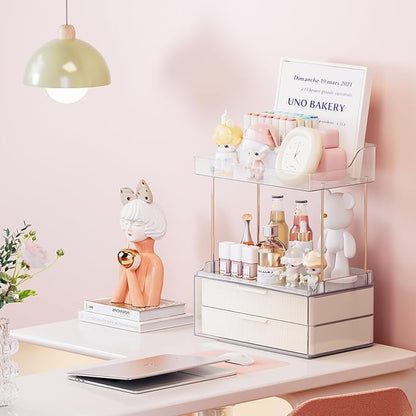 2-tier 2-drawer bathroom counter organizer,