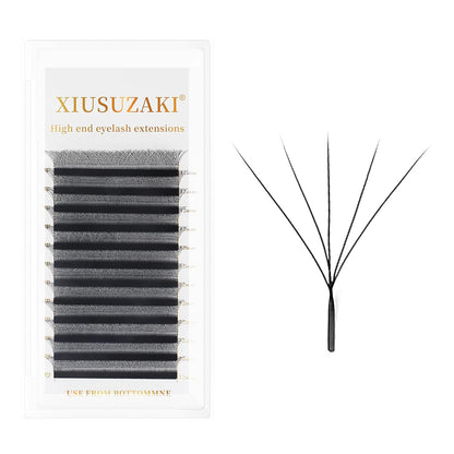 W Lash Extensions Supplies 5D Eyelash Extensions W Shape 0.07mm Thickness C Curl 15mm Premade Fans Easy Fan Lashes Volume Matte Black 12 Rows Crisscross Eye Lashes(W-5D-0.07-C,15mm)