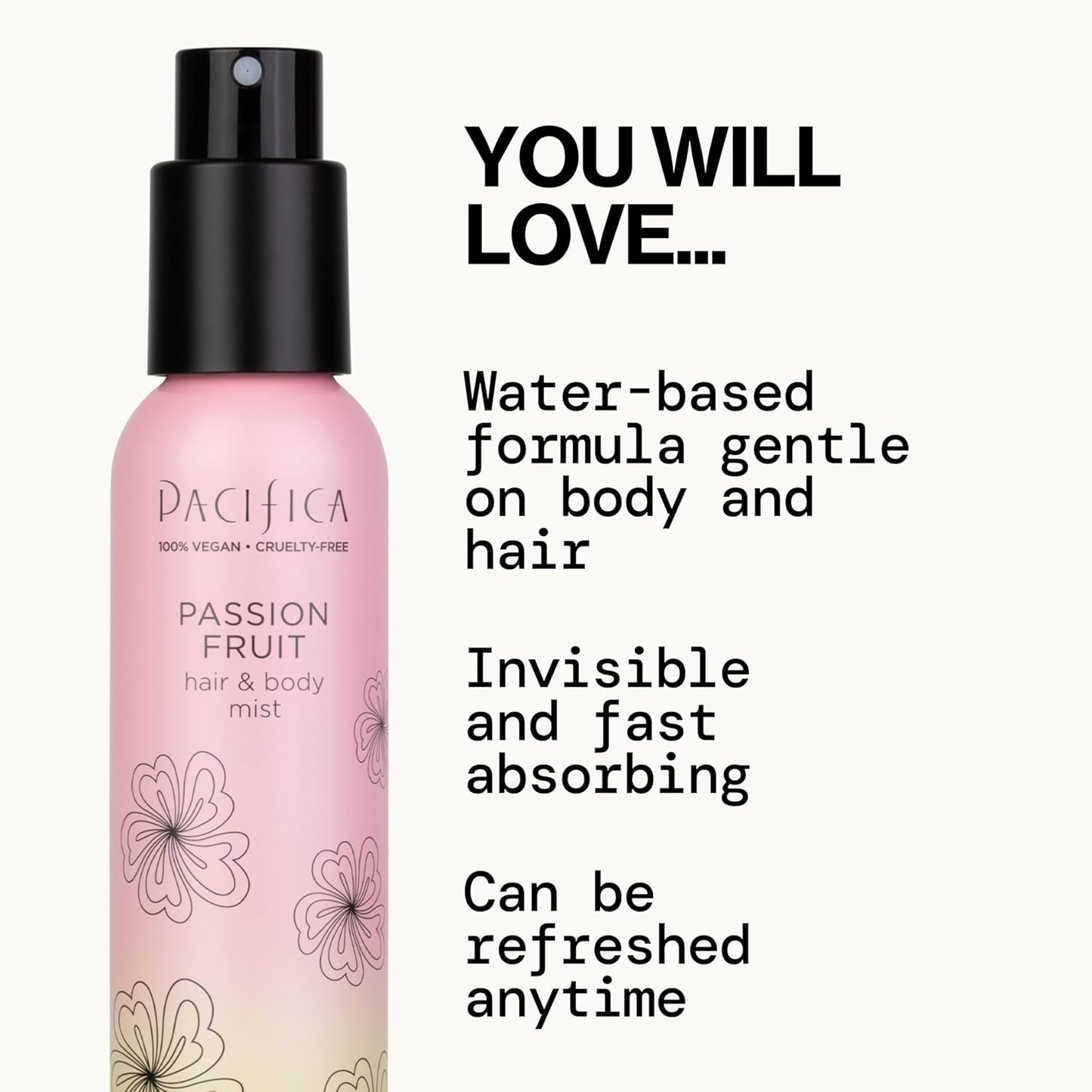 Pacifica Hair Mist Perfume & Full Body Spray for Women - Passion Fruit Body Mist Fragrance w/Pineapple, Orange Blossom, Vanilla, Sandalwood & Bergamot – Alcohol-Free, Vegan & Cruelty-Free, 5 oz