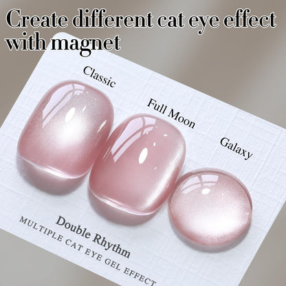 Double Rhythm Cat Eye Gel Polish Set 6 Colors Shimmer Glitter with Magnet Holographic Reflective Magnetic UV Gel Polish Art Kit (Glass Jelly Nude Pink 6-Kit 35)