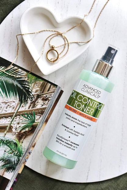 Advanced Clinicals Oil Control Purifying Facial Mist Toner. Hydrating, Non-Greasy Tea Tree Oil, Witch Hazel Toner W/Aloe Vera Face Mist Cleans Pores & Clears Acne All Skin Types, 8 Fl Oz (Pack of 1)