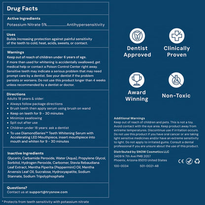Snow Teeth Whitening Kit - Snow Teeth Whitening Serum and LED Mouthpiece Whitener, Formulated with Hydroxyapatite, Good for 6 Months - Wireless Kit with 3 Wands
