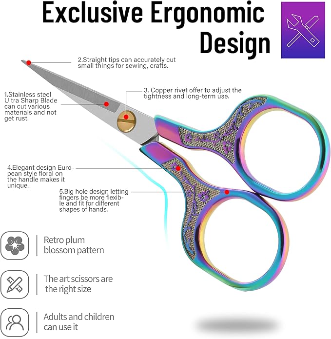 embroidery scissors-Glexal 5 Inch Vintage