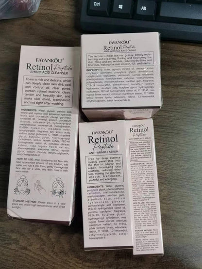 Retinol Skin Care Set, 4Pcs Anti Aging Skin Care Sets for Women, Include Retinol Face Cream Eye Cream Serum and Glycolic Acid 7%, Reduce Wrinkles, Promote Collagen Production Restore Skin Elasticity