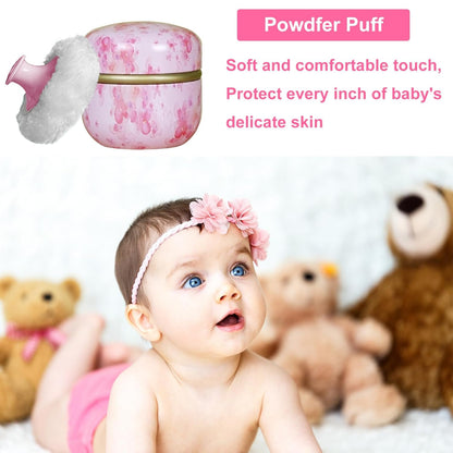 Body Powder Puff and Container for Dusting Powder, Women Powder Puff and Powder Case for Bath and Travel (Sakura)