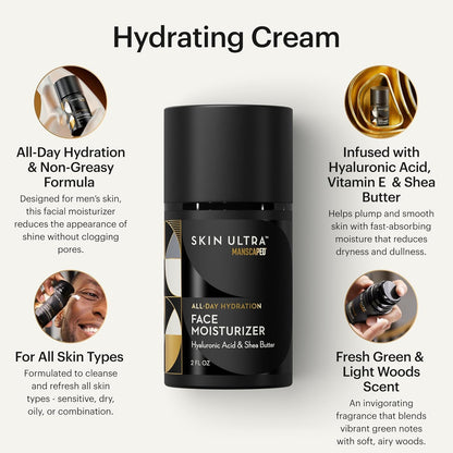 MANSCAPED® Skin Ultra™ Daily Regimen - Men's Skincare Routine Essentials with Face Wash, Face Moisturizer & Brightening Serum Formulated with A Ceramide Complex for Cleansing, Exfoliating & Hydration
