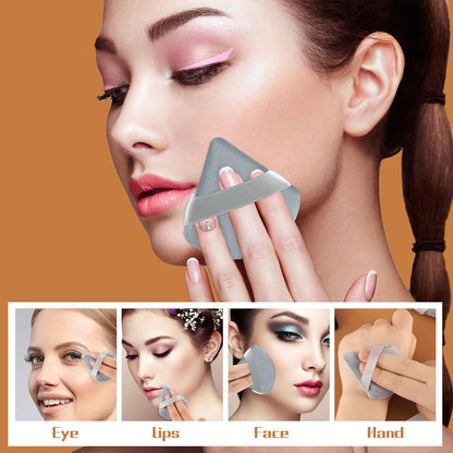 Pimoys 6 Pieces Powder Puff Face Triangle Makeup Blender Sponge Soft Velour Puffs for Loose Powder Setting Powder Cosmetic Foundation Sponge Beauty Makeup Tool, Black and Gray