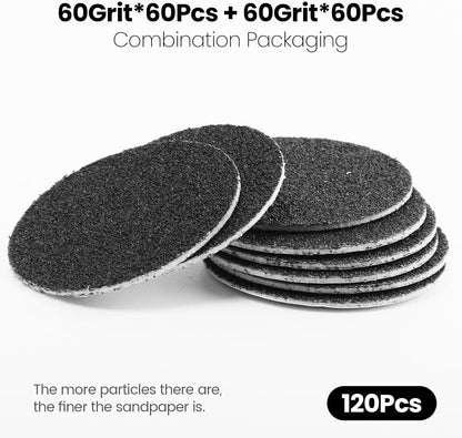 120pcs Replacement Sandpaper Refill Discs for Electric Foot File Callus Remover Tool for Men Women Dead Cracked Hard Skin (60 Grit+60 Grit)