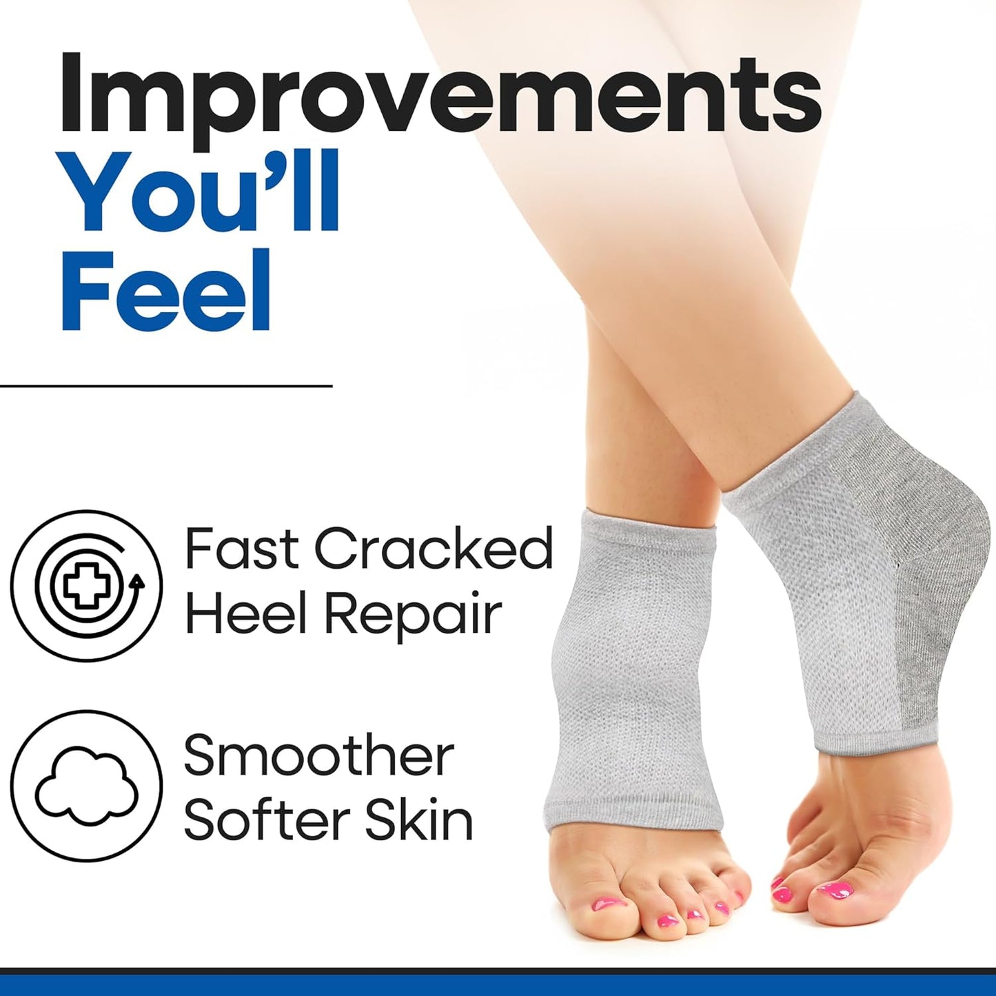 Moisturizing Socks for Women & Men | Aloe Vera Cracked Heel Treatment | Foot Callus Remover | Aloe Socks for Cracked Heels & Dry Feet | Lotion Infused Gel Heel Sleeves (Fits Most)