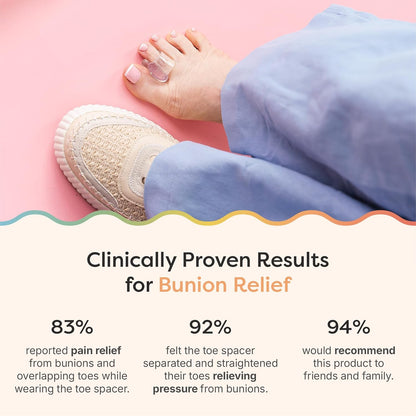 ZenToes Gel Toe Separators for Overlapping Toes, Bunions, Big Toe Alignment, Corrector and Spacer - 4 Pack (Glitter)