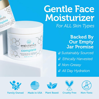 Era Organics Face Moisturizer Cream - Advanced 12-In-1 Rejuvenating Formula With Superfood Complex Manuka Honey, Hyaluronic Acid, Hemp Oil - Anti Aging Wrinkle Defense For Women or Men - 2oz